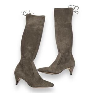 Sam Edleman Kristie Over The Knee Pointed Toe Kitten‎ Heel Taupe Women's 9.5